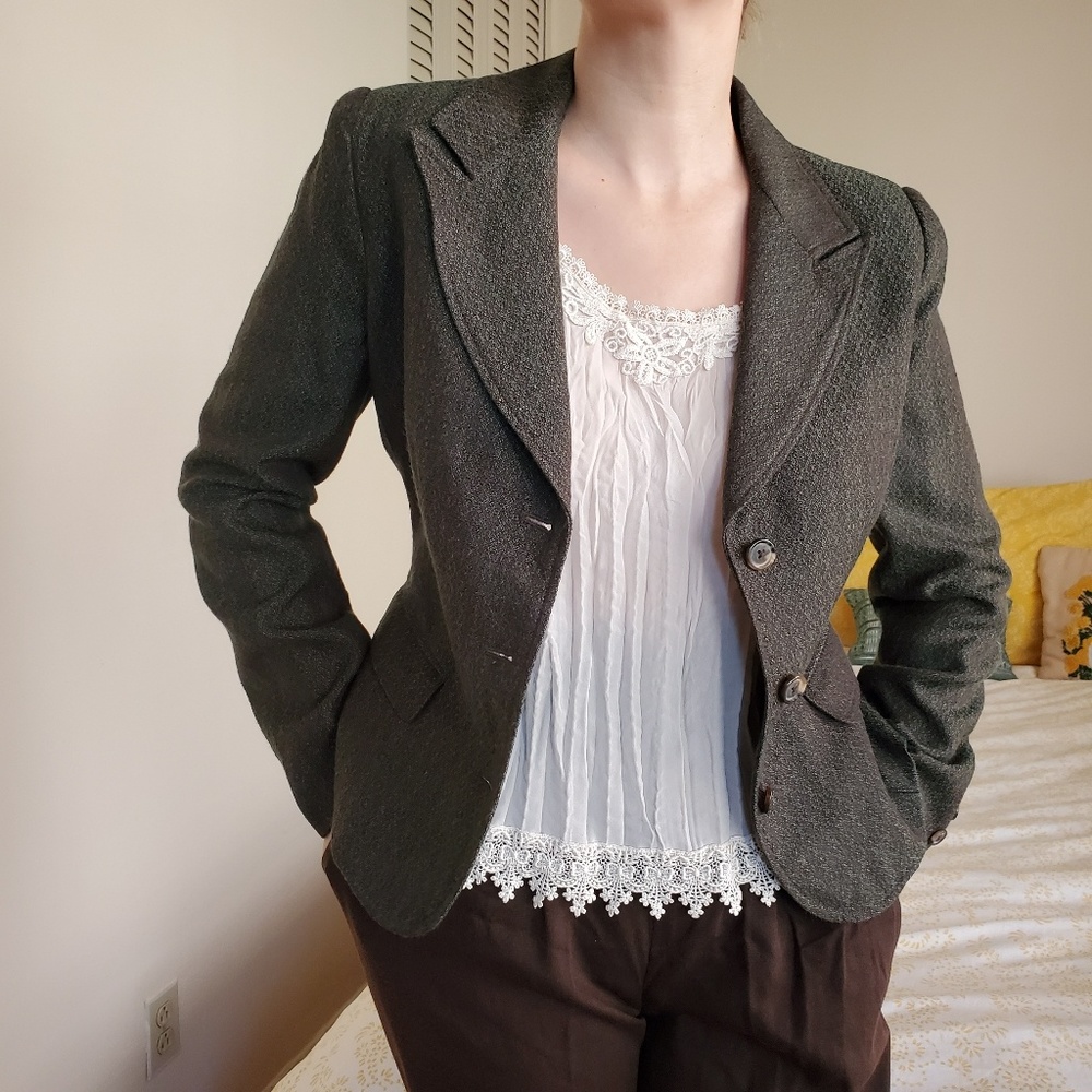 Biacci Tailored Blazer Forest Green Tortoise Button Notched Lapel